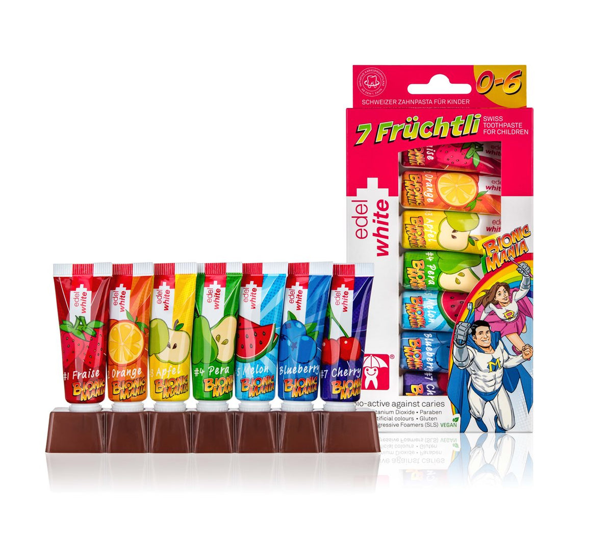edel+white 7 Früchtli Dentifrice Enfants (7x9.4ml)