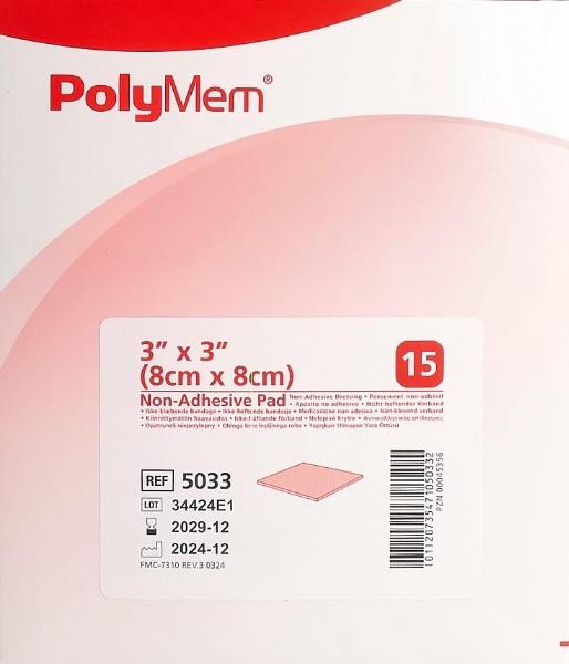 PolyMem Wound Dressing 8x8cm Non Adhesive (15 pcs)