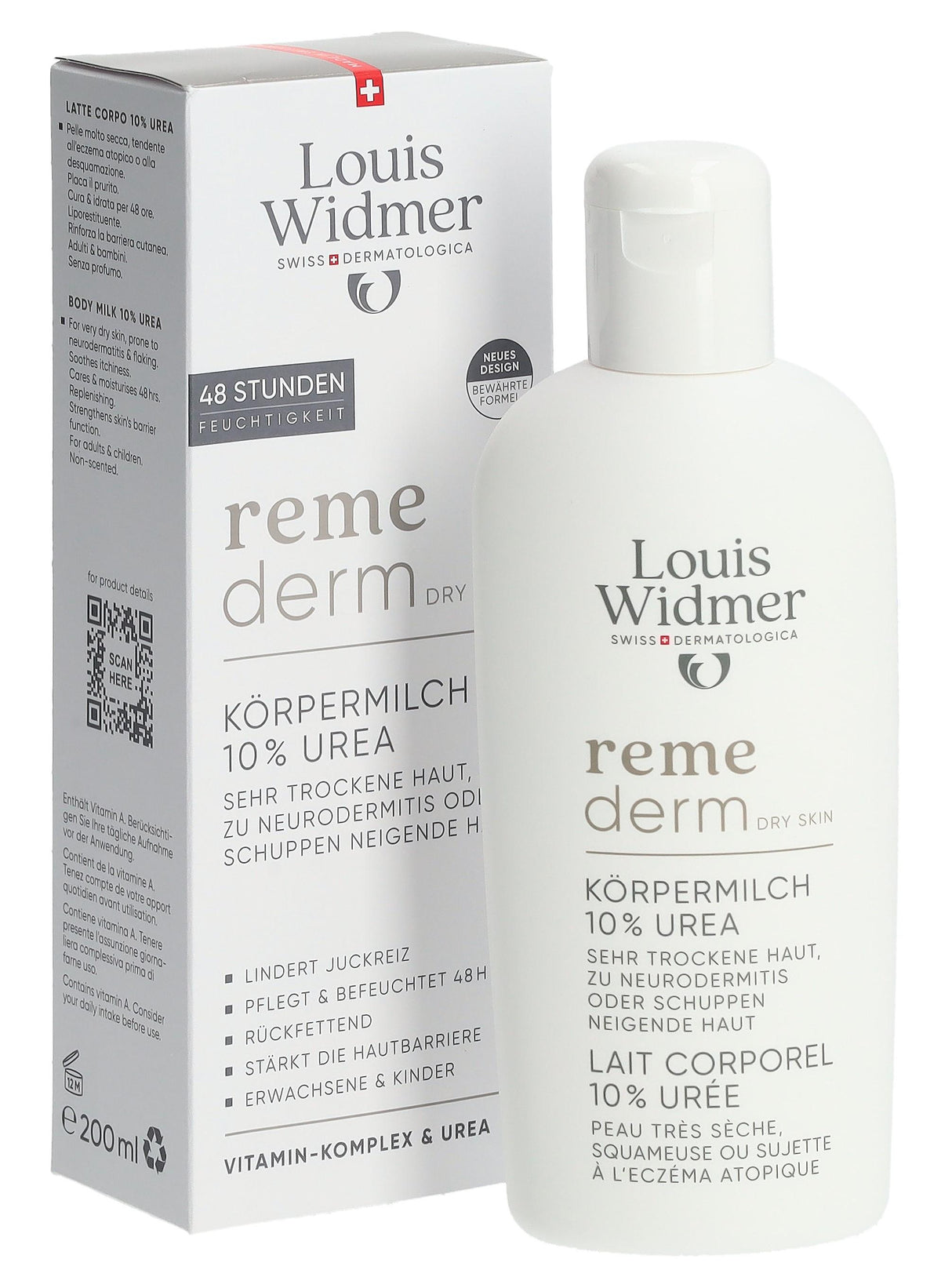 Louis Widmer Remederm Körpermilch 10% Urea ohne Parfum (200ml)