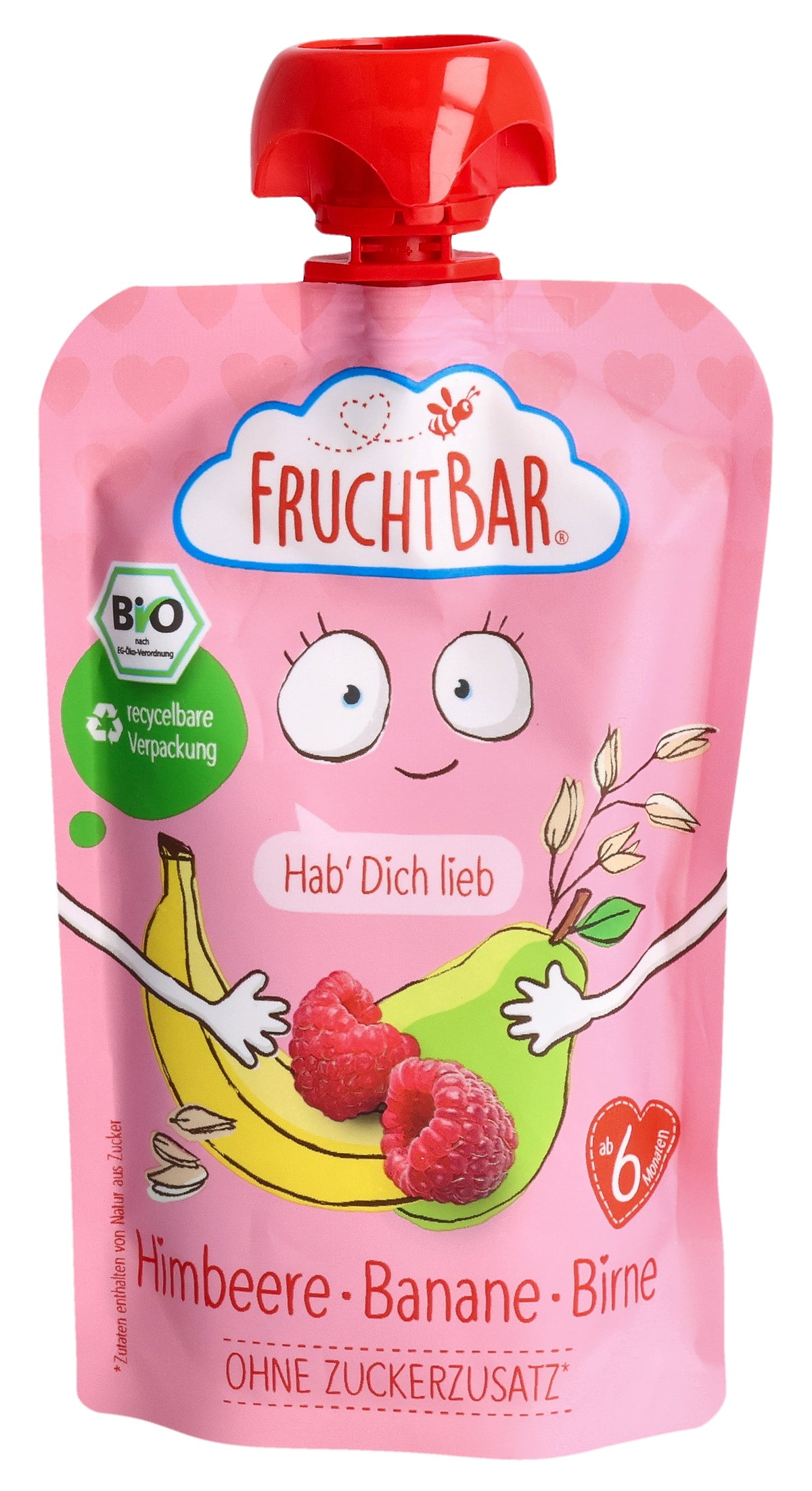 FRUCHTBAR Bio Fruchtpüree Himbeere Banane Birne (100g)
