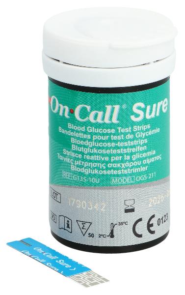 On Call Sure Bandelettes de test de glycémie (50 pces)