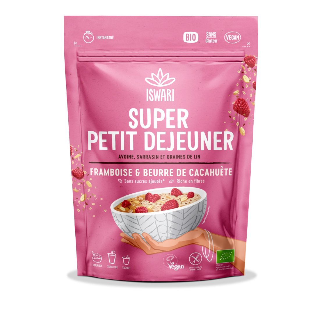 ISWARI Super Frühstück Himbeere Erdnuss Bio (360g)
