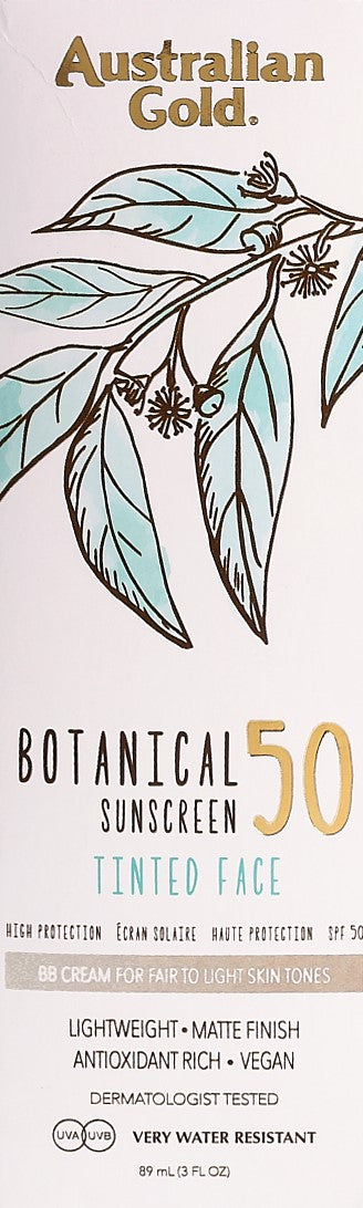 Australian Gold Botanical Teinté visage SPF 50 Fair to Light (89ml)