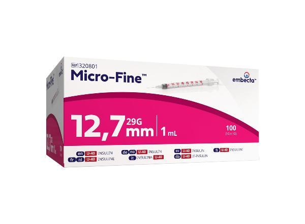 Micro-Fine U40 Siringhe per insulina 1.0ml 12.7mm (100 pz)
