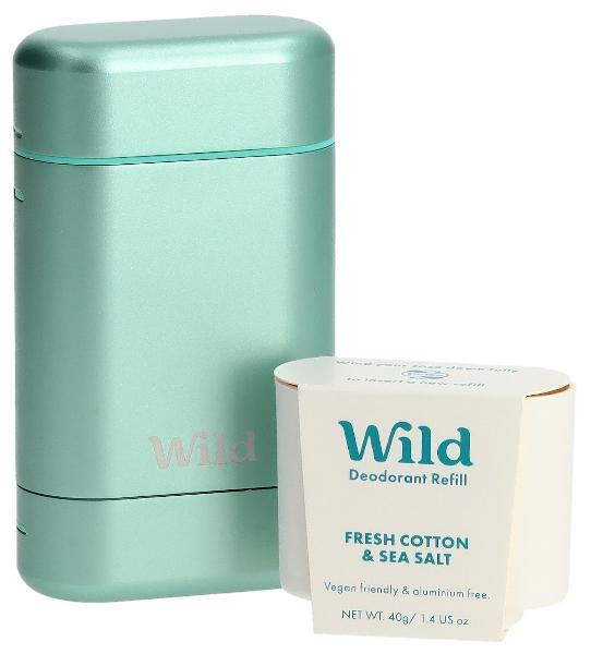 Wild Deodorant Starter Set Aqua Case & Fresh Cotton (40g)