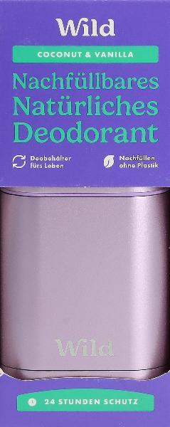 Wild Deodorant Starter Set Purple Case & Coconut Vanilla (40g)