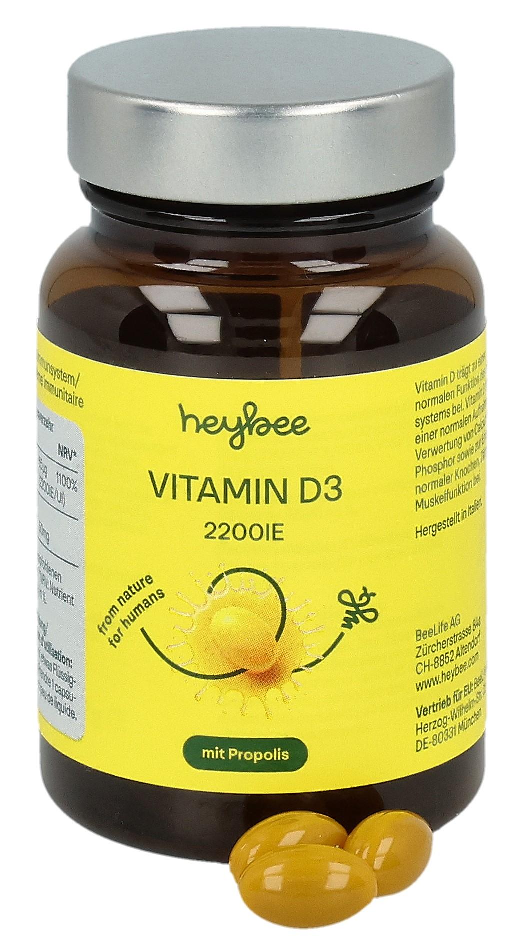 heybee Vitamin D3 2200 IE + Propolis Kapseln (60 Stk)