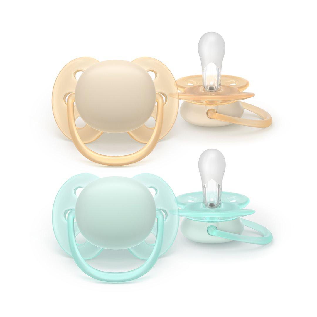 Philips Avent Ultra Soft Nuggi 0-6 Monate beige/blau (2 Stk)