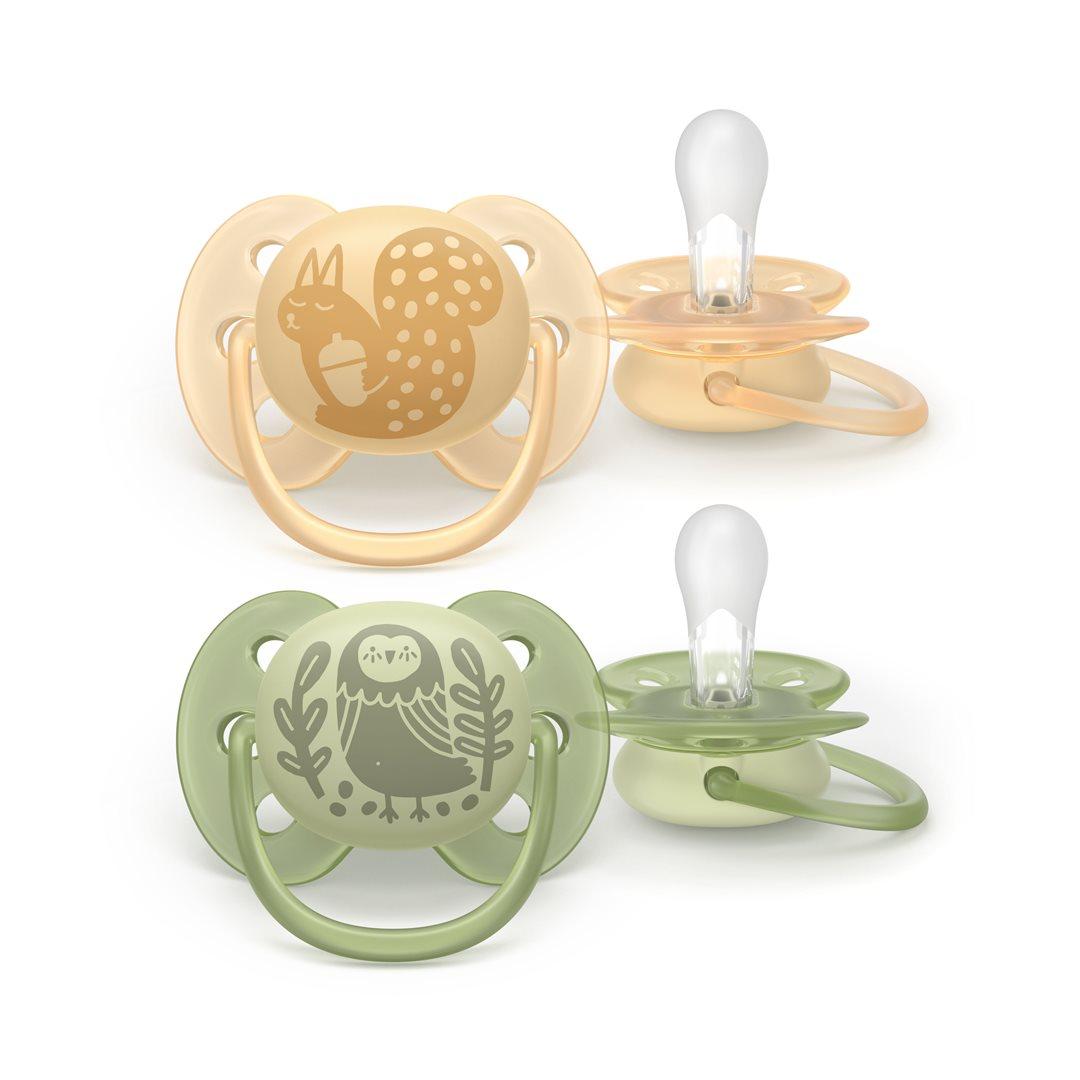 Philips Avent Ultra Soft Nuggi 6-18 Monate beige/grün gemustert (2 Stk)