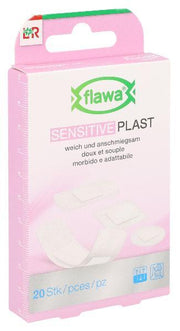 FLAWA Sensitive Plast Adhesive Strips, 4 sizes (20 pcs)
