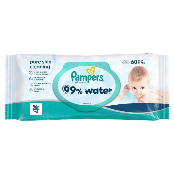 Pampers Baby Wipes 99% Water (60 pcs)