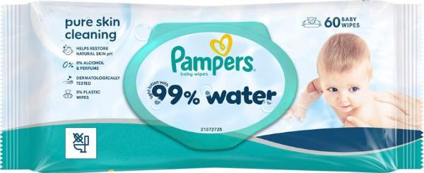 Pampers Baby Wipes 99% Water (60 pcs)
