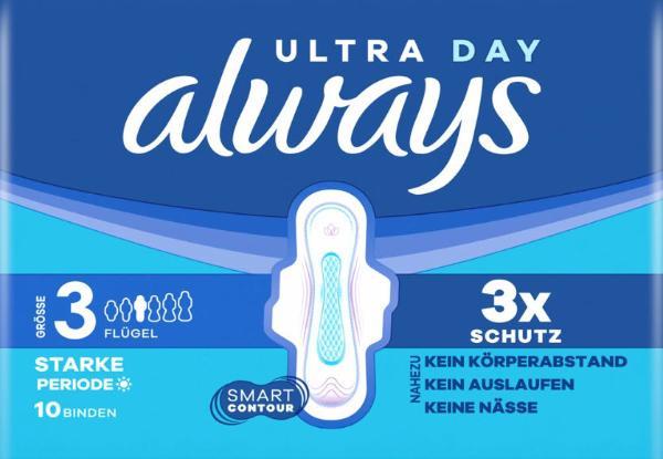 Always Ultra Binde Gr3 Long Plus mit Flügeln (10 Stk)