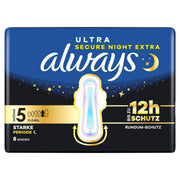 always Ultra Binden Grösse 5 Secure Night Extra mit Flügeln (8 Stk)