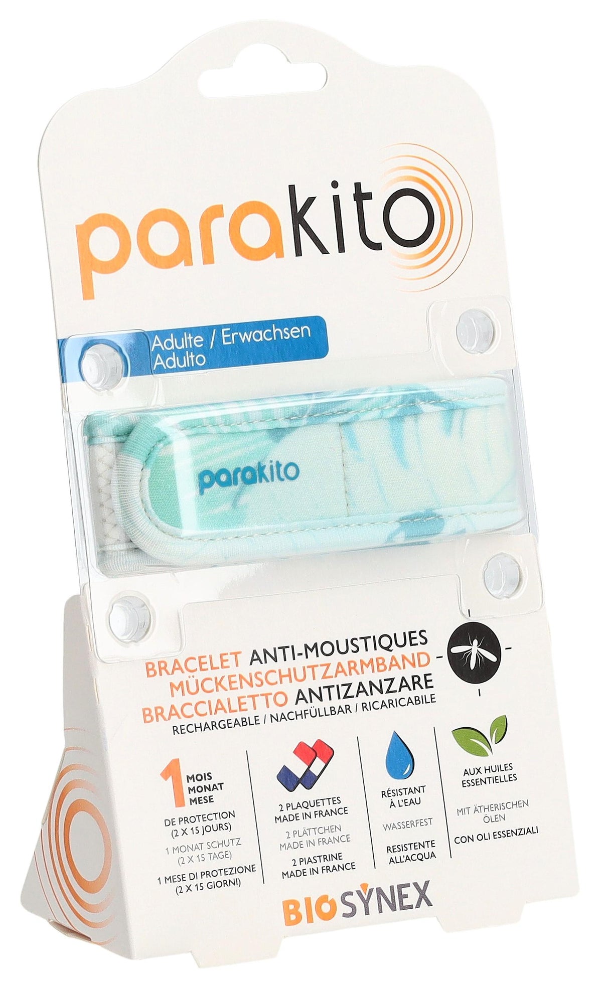 parakito Mückenarmband Erwachsene, Tropisches blau (1 Stk)