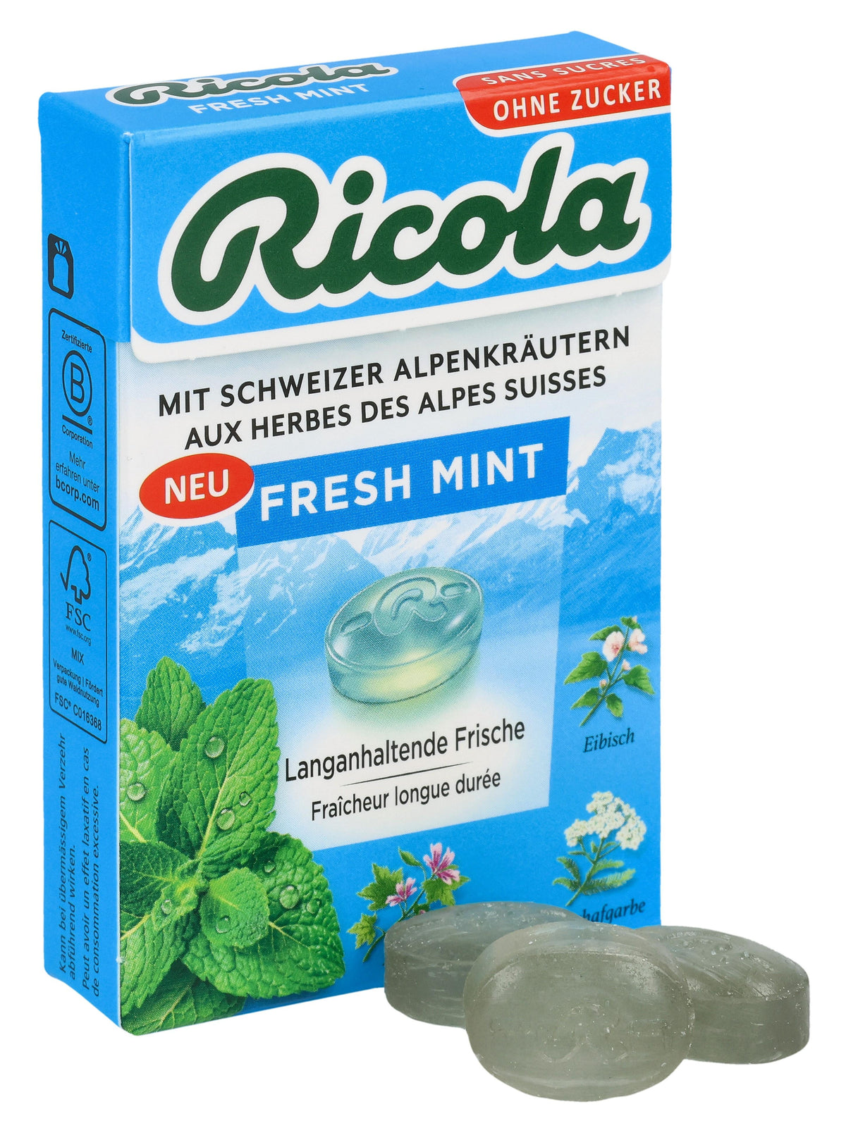 Ricola Fresh Mint Bonbons ohne Zucker Box (50g)