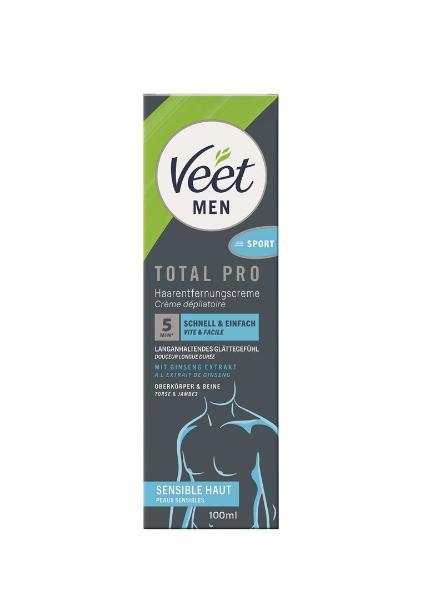 Veet Men Crema depilatoria Gambe & Corpo pelli sensibili (100ml)