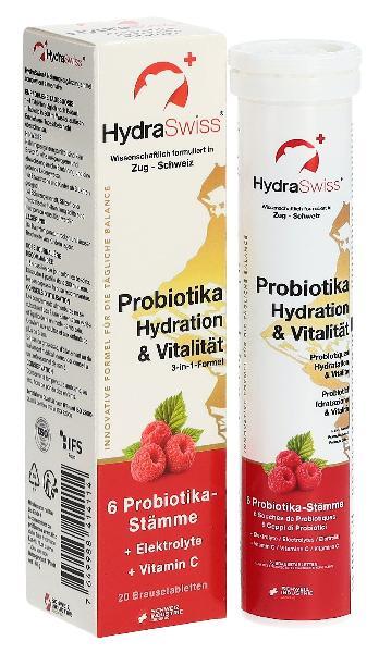 HydraSwiss Probiotics Hydration & Vitality Effervescent Tablets Raspberry (20 pcs)