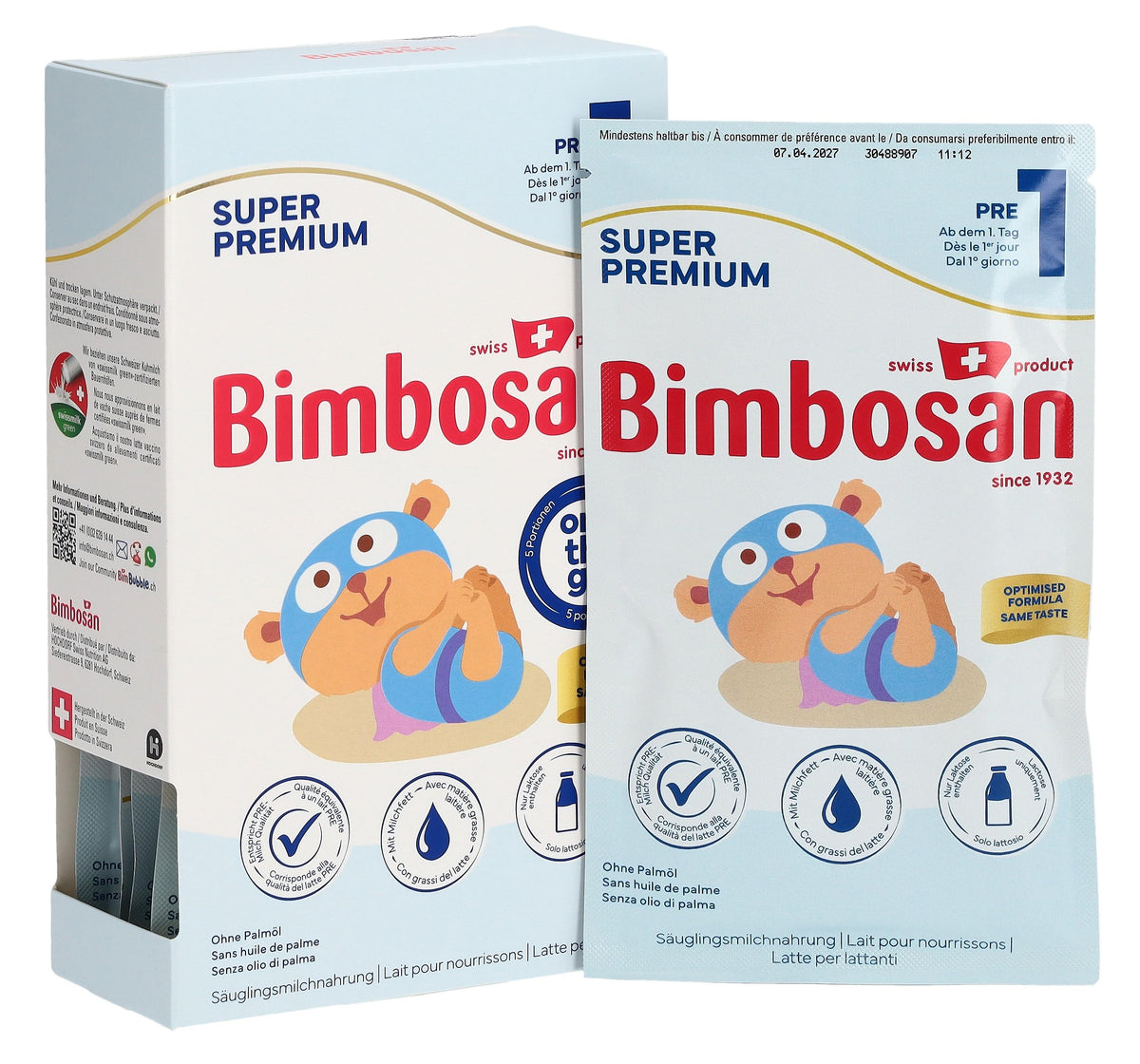 Bimbosan Super Premium PRE-1 Säuglingsmilch Portionen (5 x 25g)