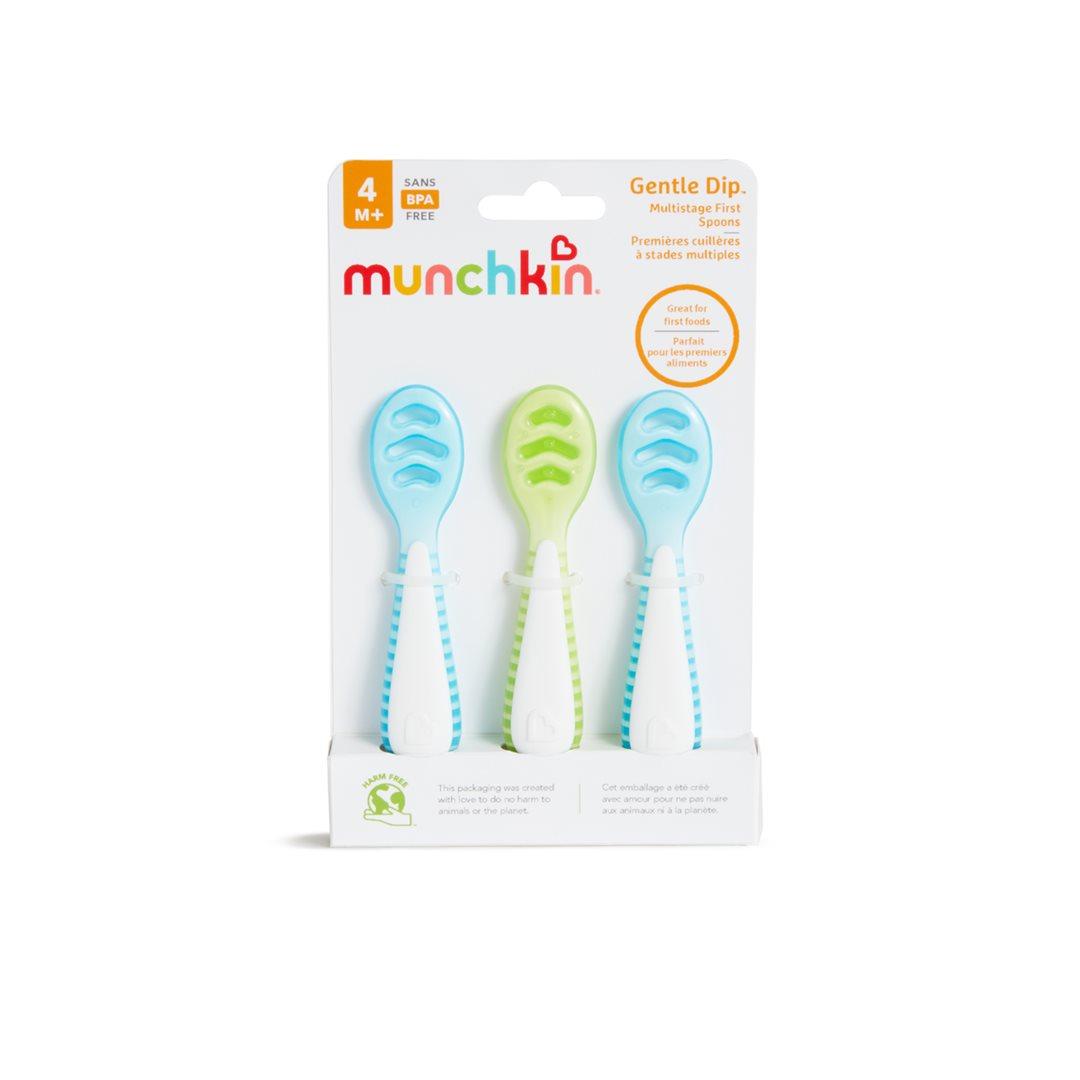 munchkin Gentle Dip Selbstfütterlöffel blau grün (3 Stk)