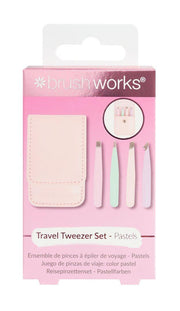 Brushworks Travel Tweezer Set Pastels kit de pinces à épiler (4 pces)