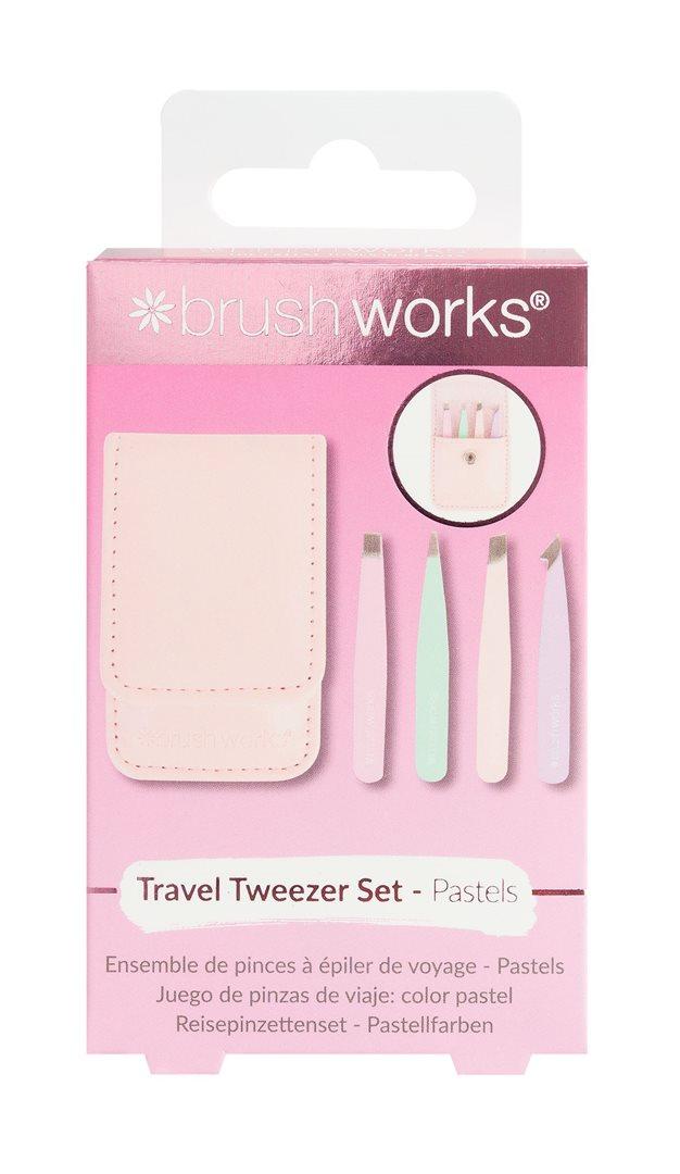 Brushworks Travel Tweezer Set Pastels kit de pinces à épiler (4 pces)