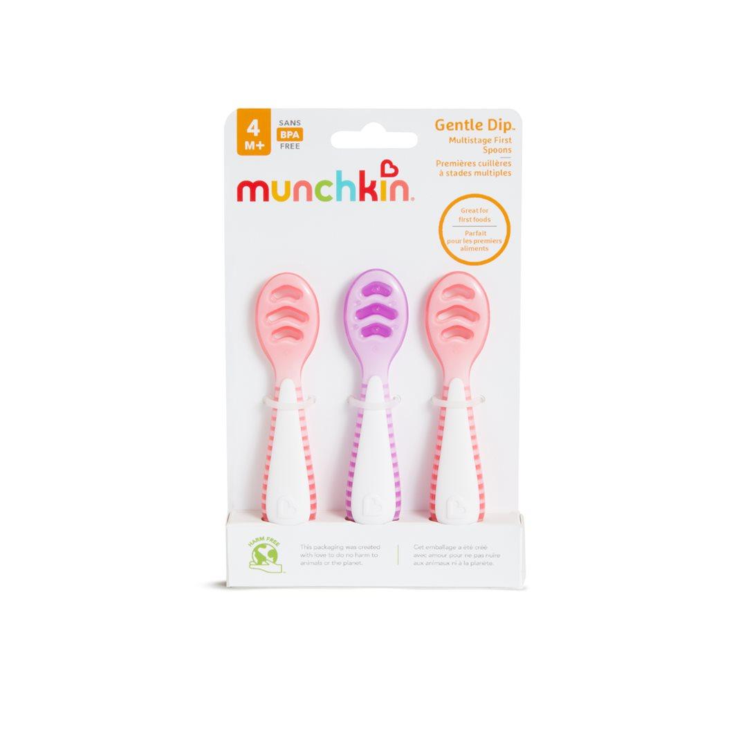 munchkin Gentle Dip Selbstfütterlöffel rosa violett (3 Stk)