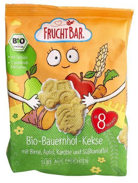 FRUCHTBAR Organic Farm Biscuits Pear, Apple, Carrot, Sweet Potato (100g)