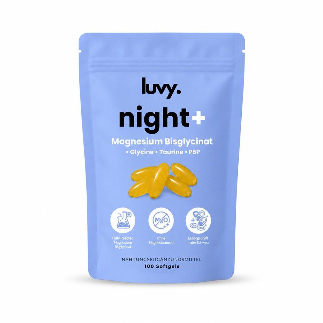 luvy Night+ Magnesium Bisglycinat Weichkapseln (100 Stk)
