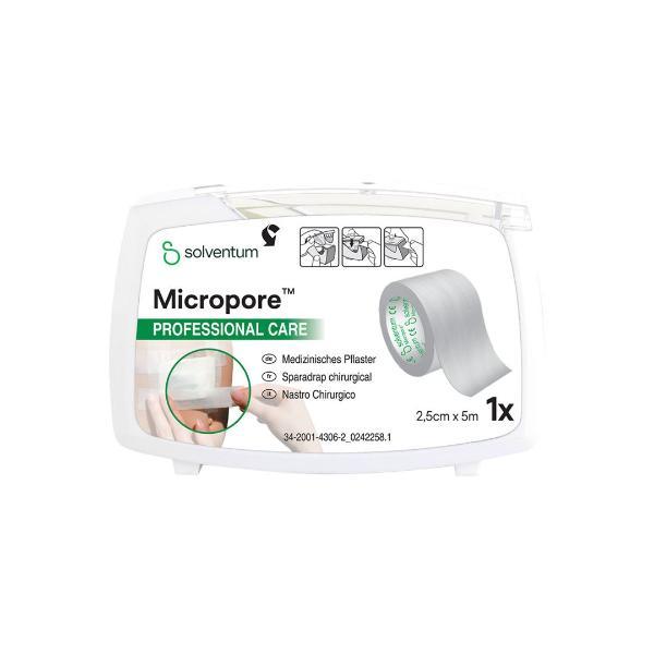 Solventum Micropore Non-woven Tape with Dispenser 25mmx5m white (1 pc)