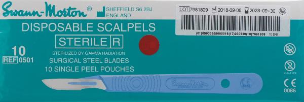 Swann-Morton Scalpel jetable stérile No 10 (10 pces)