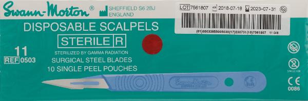 Swann-Morton Scalpel jetable stérile No 11 (10 pces)