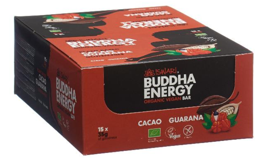 ISWARI Buddha Energy Bio Riegel Kakao & Guarana (15x35g)
