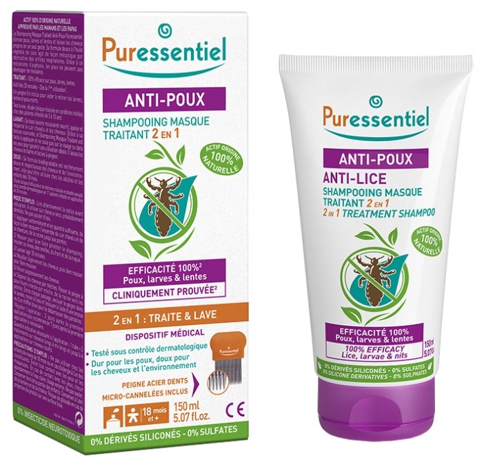 Puressentiel Anti-Läuse Shampoo-Maske mit Kamm (150ml)