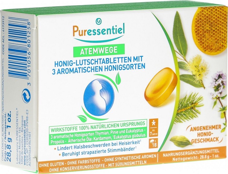 Puressentiel ATEMWEGE Lutschtabletten 3 Aromatische Honigsorten (18 Stk)