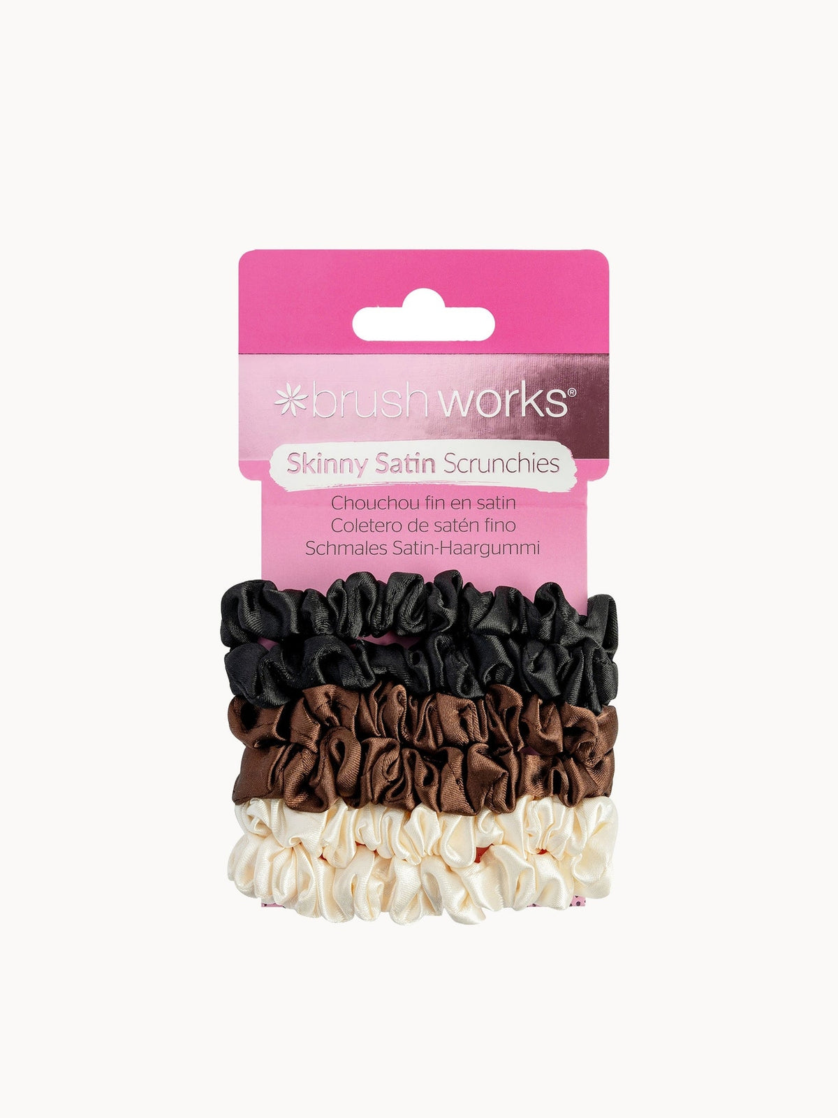 Brushworks Skinny Satin Scrunchies (6 pcs)