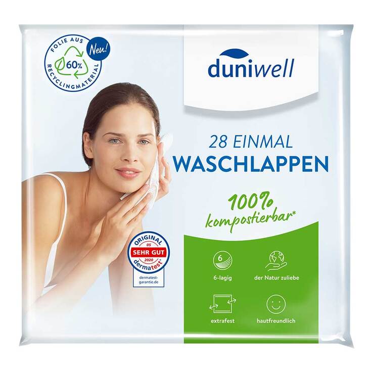 duniwell Einmal-Waschlappen 6-lagig kompostierbar (28 Stk)