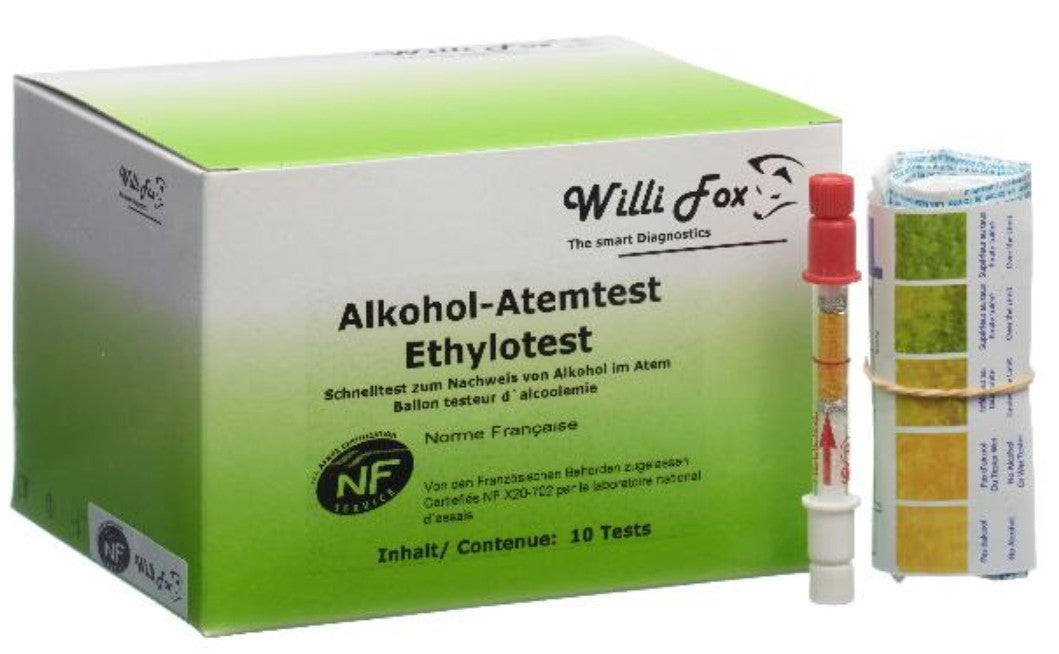 Willi Fox Alkohol-Atemtest Ethylotest (10 Stk)