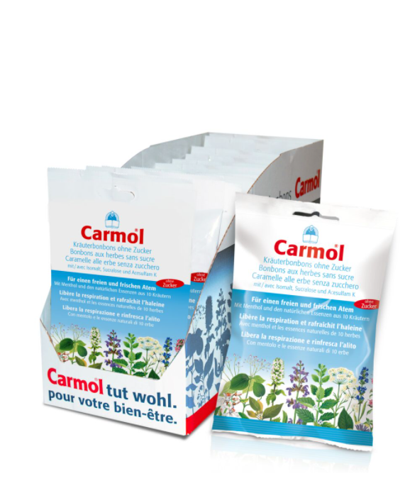 Carmol Kräuterbonbons ohne Zucker 12 Beutel (75g)