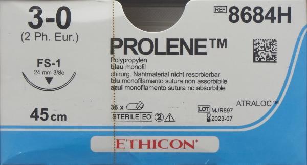 Ethicon Prolene Fil de suture bleu 3-0 FS-1 45cm (36 pces)