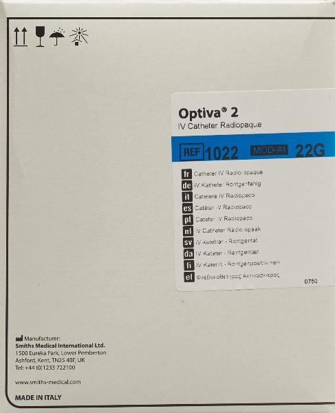 Optiva 2 Catetere venoso 22G x 25mm (50 pz)