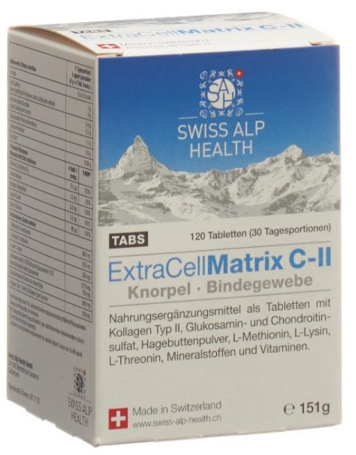Swiss Alp Health Extra Cell Matrix C-II Tabs für Gelenke (120 Stk)