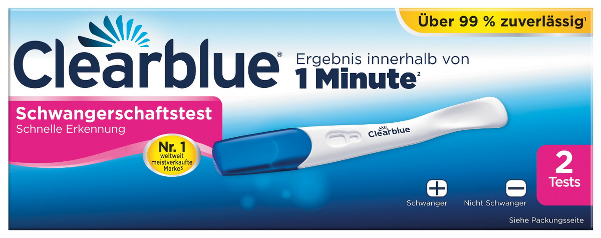 Clearblue Schwangerschaftstest schnelle Erkennung (2 Stk)
