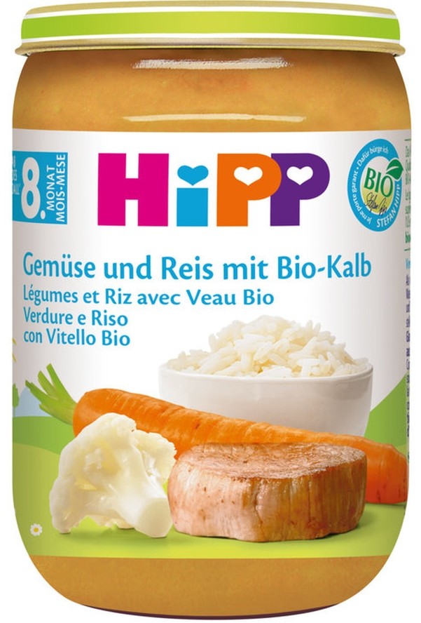 Hipp Gemüse Und Reis Mit Bio-Kalb (220g)