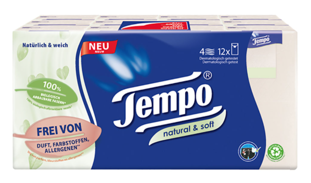 Tempo Taschentücher Natural & Soft (12 x 9 Stk)