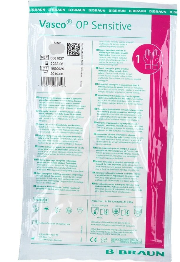 Vasco OP Sensitive Handschuh Latex Größe 7 (40 Paar)