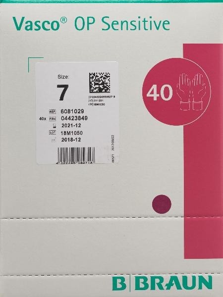 Vasco OP Sensitive Handschuh Latex Größe 7 (40 Paar)