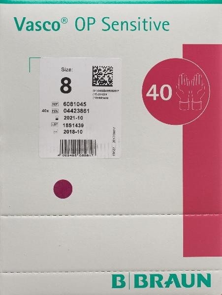 Vasco OP Sensitive Handschuh Latex Größe 8 (40 Paar)