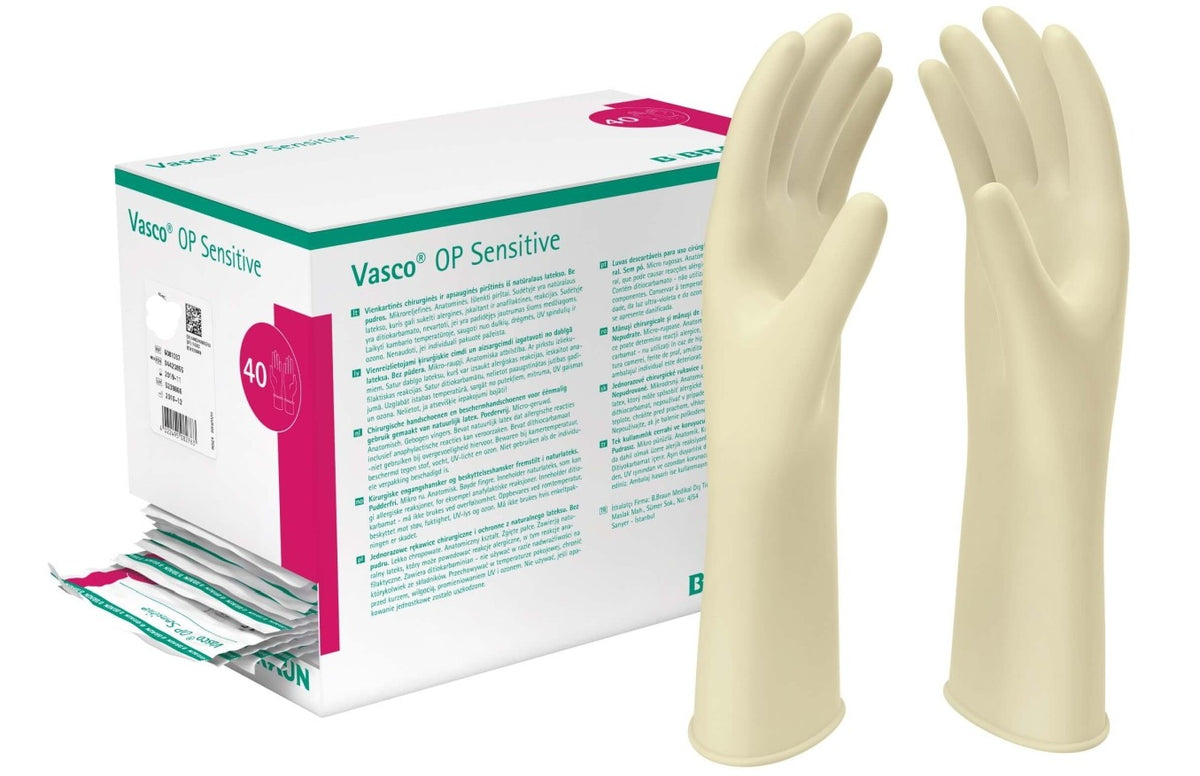 Vasco OP Sensitive Handschuh Latex Größe 7.5 (40 Paar)