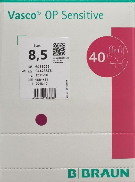 Vasco OP Sensitive Handschuh Latex Größe 8.5 (40 Paar)